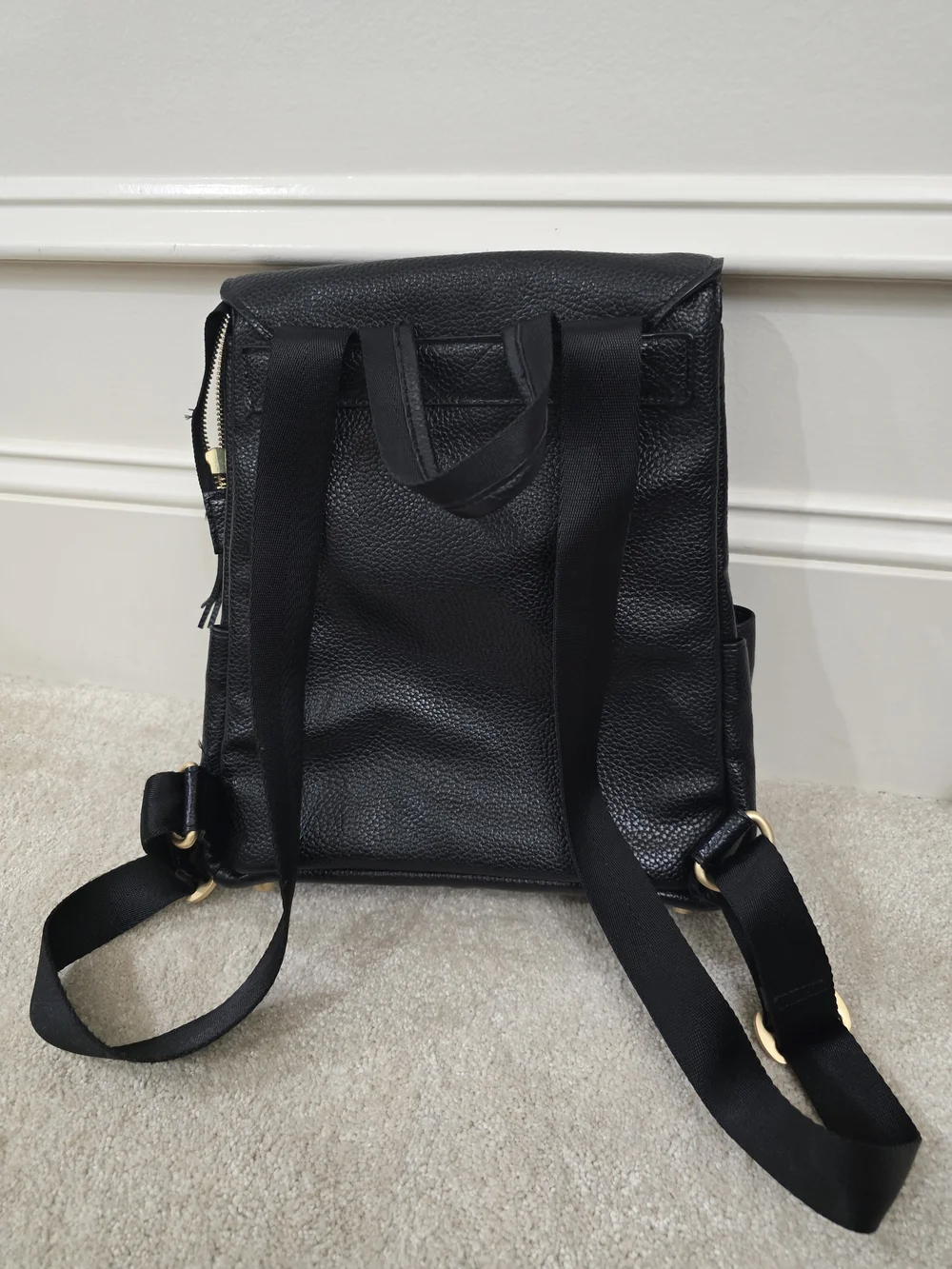 Foley + Corinna Black Pebbled Leather Backpack